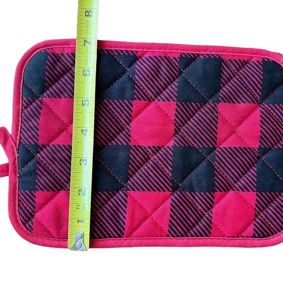 Buffalo Plaid Oven Mitt & Pot Holder Set Red Black Christmas Cabincore Kitchen - Picture 7 of 7